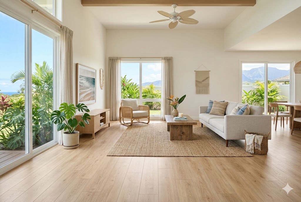 Hardwood and laminate flooring on Maui